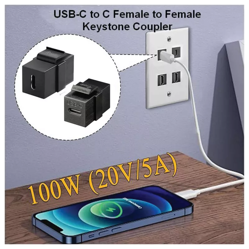 Equip USB-C Keystone Kupplung, USB 3.2 Gen 2, USB-C Buchse auf Buchse, Schwarz