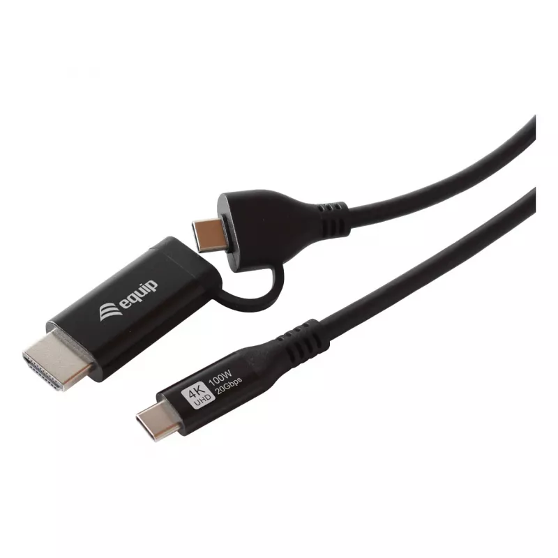 EQUIP USB-C auf USB-C + HDMI Adapter mit 100W Power Delivery, 4K 60Hz, 3m Aluminium