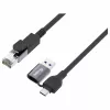 Equip USB-C + USB-A auf RJ45 Gigabit Ethernet Adapter, 5 m, Schwarz