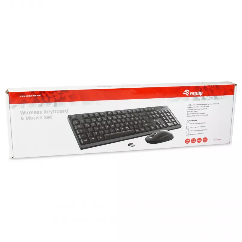Equip Kabelloses Tastatur- und Maus-Set - Deutsches Layout - Schwarz