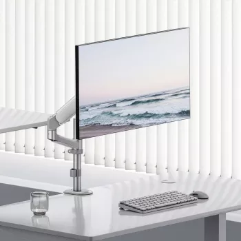 ERGO OFFICE ER-691 W Gas-Feder-Tischhalterung für 17-32 inch Monitore bis 10 kg, Mattweiß