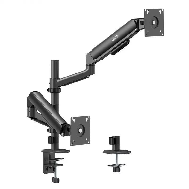 ERGO OFFICE ER-692 B Dual-Monitor-Tischhalterung, Gasfederarm, für 17-32 inch, 1-10 kg pro Arm, Matt Schwarz