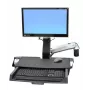 Ergotron 45-260-026 Track Mount Kit, höhenverstellbare Monitorhalterung mit Tastaturablage, herausziehbarer Mausablage, Handgelenkauflage und Barcode-Scanner-Halter, für LCDs bis 24 inch, VESA 75/100 mm, poliertes Aluminium