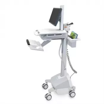 Ergotron Mobiler medizinischer Workstation-Wagen für LCD-Display / PC-Ausstattung - LiFe-Akku betrieben, EU - Medizinisch - Kunststoff, Aluminium, verzinkter Stahl - Grau, Weiß, poliertes Aluminium - Bildschirmgröße: bis zu 22 Zoll