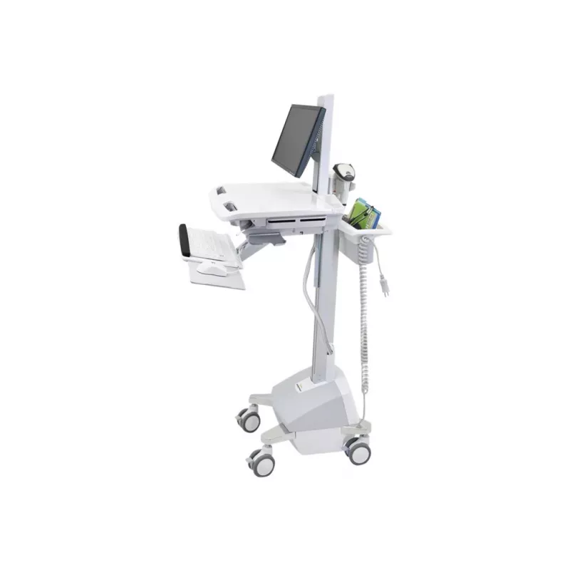 Ergotron Mobiler medizinischer Workstation-Wagen für LCD-Display / PC-Ausstattung - LiFe-Akku betrieben, EU - Medizinisch - Kunststoff, Aluminium, verzinkter Stahl - Grau, Weiß, poliertes Aluminium - Bildschirmgröße: bis zu 22 Zoll