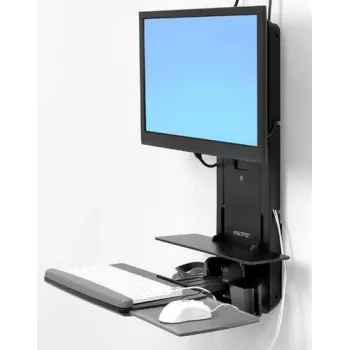 Ergotron Sit-Stand Vertical Lift, Patient Room - Montage-Kit (Handgelenkauflage, Maushalter, vertikale Verstellschiene, Barcode-Scanner-Halter, Tastaturablage, Monitorarm, ausziehbare Mausablage)