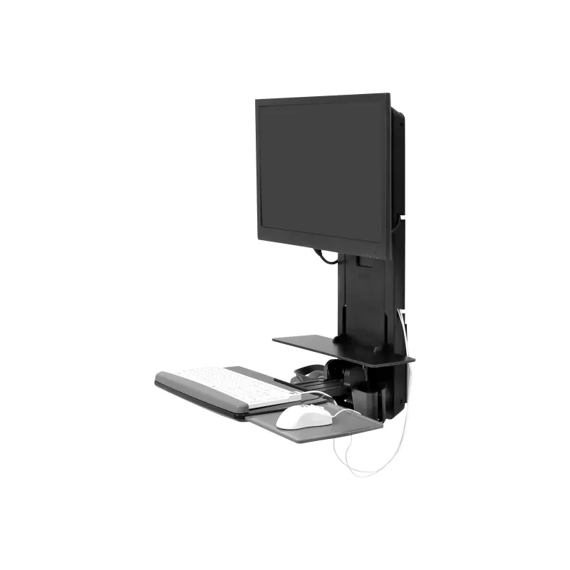 Ergotron Sit-Stand Vertical Lift, Patient Room - Montage-Kit (Handgelenkauflage, Maushalter, vertikale Verstellschiene, Barcode-Scanner-Halter, Tastaturablage, Monitorarm, ausziehbare Mausablage)