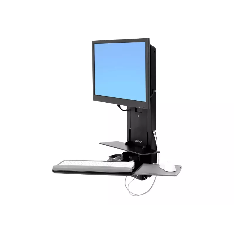Ergotron Sit-Stand Vertical Lift, Patient Room - Montage-Kit (Handgelenkauflage, Maushalter, vertikale Verstellschiene, Barcode-Scanner-Halter, Tastaturablage, Monitorarm, ausziehbare Mausablage)