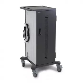 Ergotron YES35 Ladewagen für 35 Geräte - abschließbar, grau/weiß, bis 10 Zoll Bildschirm