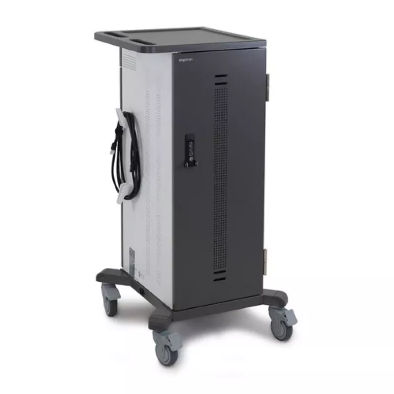 Ergotron YES35 Ladewagen für 35 Geräte - abschließbar, grau/weiß, bis 10 Zoll Bildschirm
