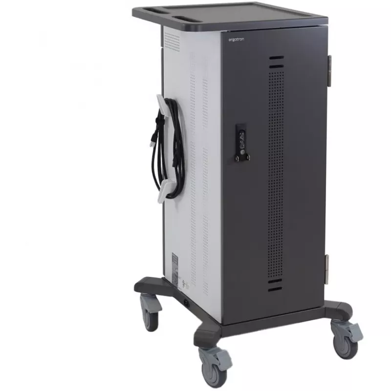 Ergotron YES35 Ladewagen für 35 Geräte - abschließbar, grau/weiß, bis 10 Zoll Bildschirm