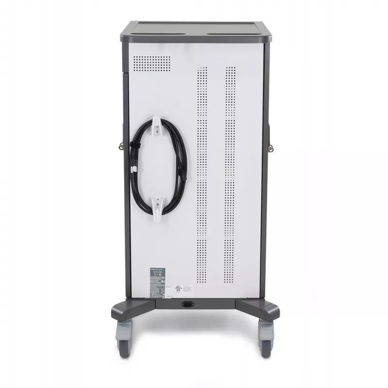 Ergotron YES35 Ladewagen für 35 Geräte - abschließbar, grau/weiß, bis 10 Zoll Bildschirm