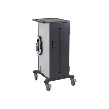 Ergotron YES35 Ladewagen für 35 Geräte - abschließbar, grau/weiß, bis 10 Zoll Bildschirm