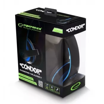 Esperanza EGH300B Kabelgebundenes Gaming-Headset mit Mikrofon, Over-Ear, Schwarz & Blau