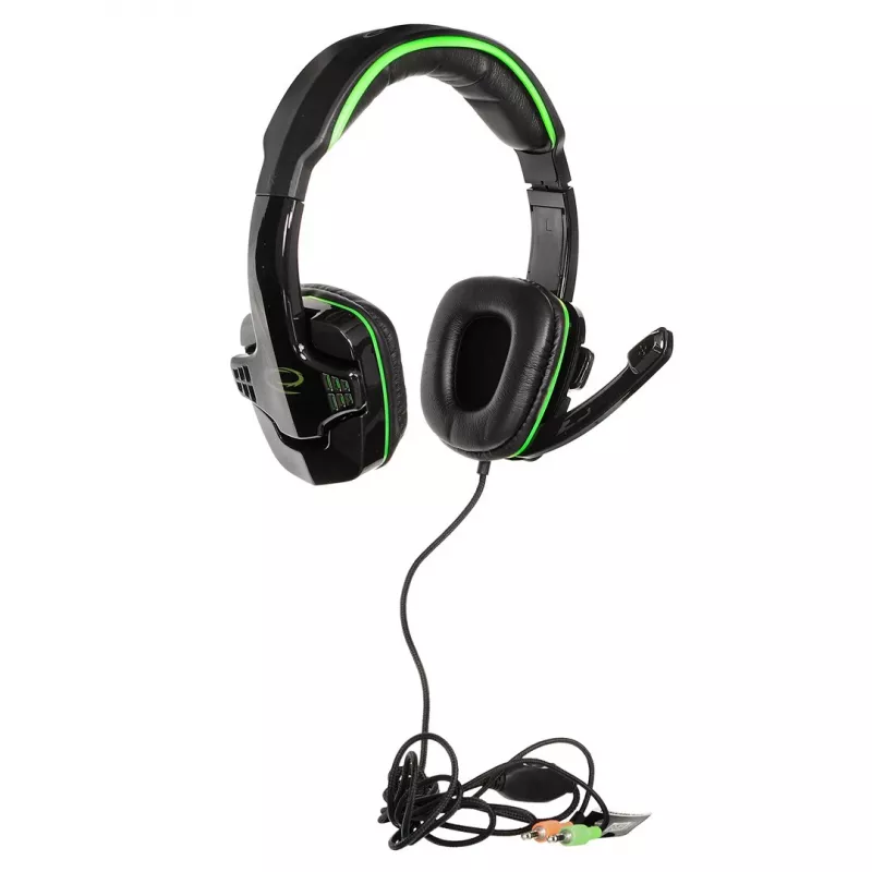 Esperanza EGH310G Gaming-Headset mit Bügelmikrofon, kabelgebunden, 3,5-mm-Klinke, Schwarz & Grün