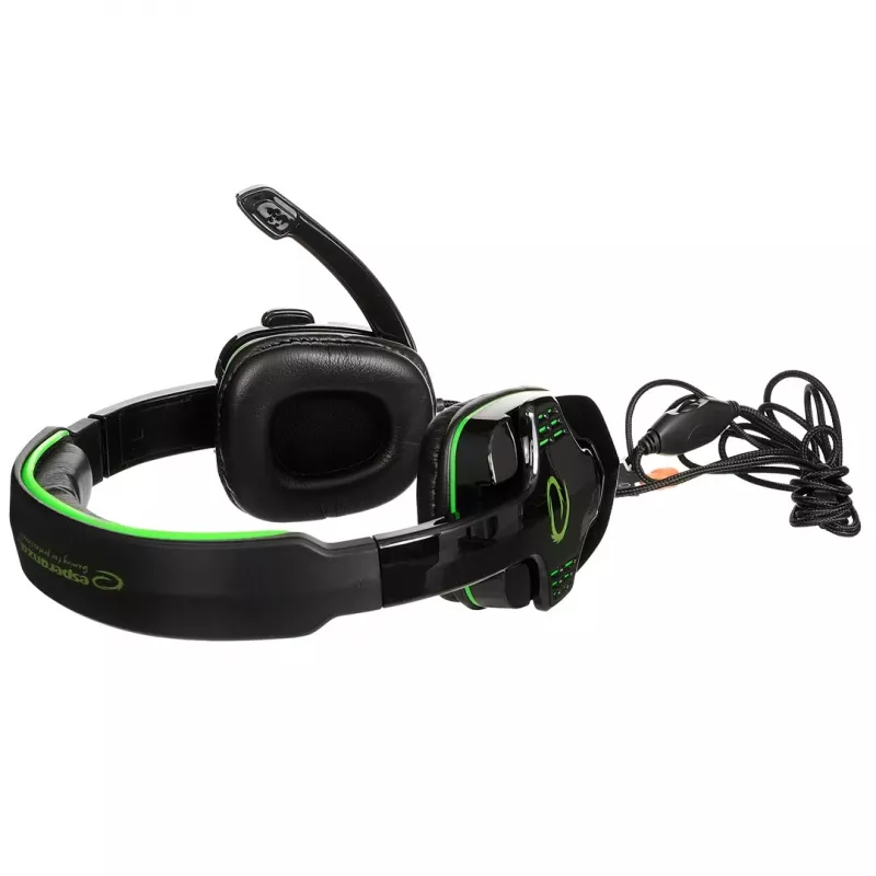 Esperanza EGH310G Gaming-Headset mit Bügelmikrofon, kabelgebunden, 3,5-mm-Klinke, Schwarz & Grün