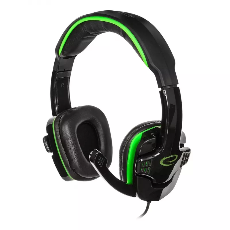 Esperanza EGH310G Gaming-Headset mit Bügelmikrofon, kabelgebunden, 3,5-mm-Klinke, Schwarz & Grün