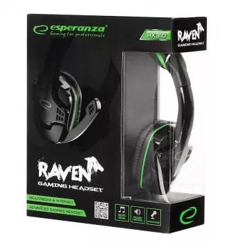 Esperanza EGH310G Gaming-Headset mit Bügelmikrofon, kabelgebunden, 3,5-mm-Klinke, Schwarz & Grün