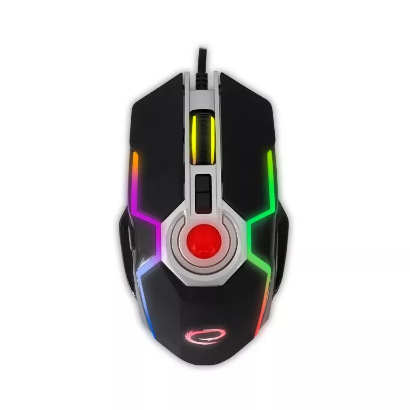 Esperanza EGM701 Mangora 8D Kabelgebundene Gaming-Maus, RGB-Beleuchtung, 7200 DPI, optischer Sensor, 6 Tasten, geflochtenes Kabel, rechtshändig, Schwarz