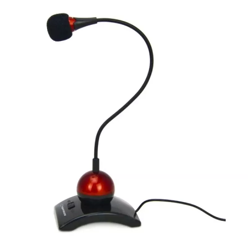 Esperanza EH130 PC-Mikrofon, Kondensator, omnidirektional, 3,5-mm-Klinke, Schwarz/Rot