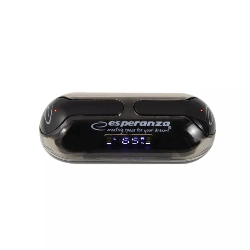 Esperanza EH239K True Wireless Stereo Bluetooth In-Ear Kopfhörer mit Ladecase, Touch-Steuerung, eingebautem Mikrofon, Schwarz