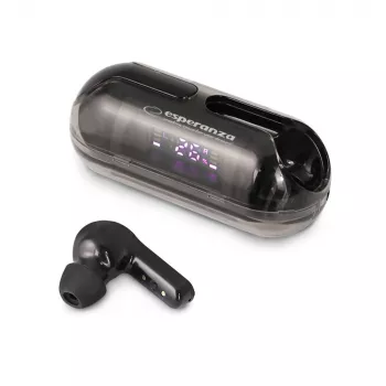 Esperanza EH239K True Wireless Stereo Bluetooth In-Ear Kopfhörer mit Ladecase, Touch-Steuerung, eingebautem Mikrofon, Schwarz