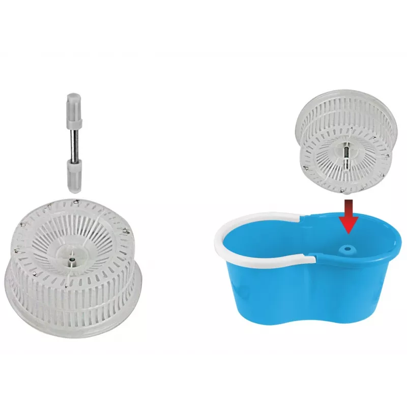 Esperanza EHS005 Wischsystem mit Schleuder, Teleskopstiel, 6L Eimer, 2 Mikrofaserbezüge, Grün/Grau