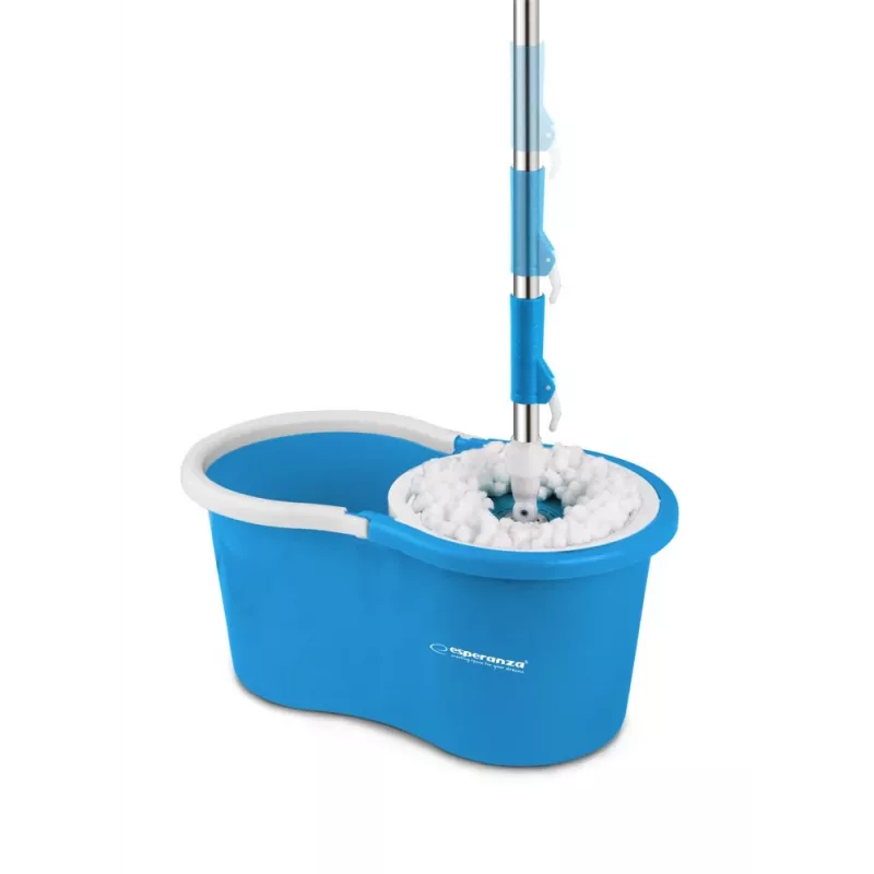 Esperanza EHS005 Wischsystem mit Schleuder, Teleskopstiel, 6L Eimer, 2 Mikrofaserbezüge, Grün/Grau