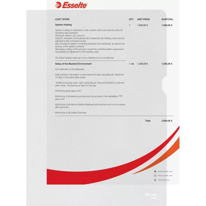 Esselte Standard A4 Dokumentenhüllen, Polypropylen, genarbt, 0,12 mm, oben und seitlich offen, dokumentensicher, Daumenausschnitt, 100er-Pack 54832