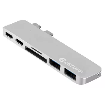 eSTUFF USB-C Slot-in Hub Pro Silber (ES84122-SILVER)