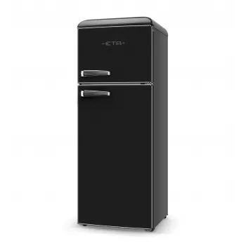 ETA Storio Retro Combi Kühlschrank-Gefrierkombination, 215 L Gesamt, 170 L Kühlschrank, 45 L Gefrierfach, freistehend, Schwarz, Energieeffizienzklasse E, 38 dB