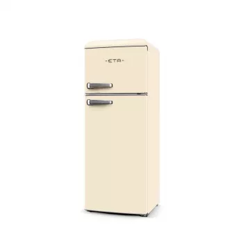 ETA Storio Retro ETA253390040EN Freistehender Kühl-Gefrierschrank mit Gefrierfach oben, 215 L Gesamtinhalt, Beige, Energieeffizienzklasse E, 38 dB