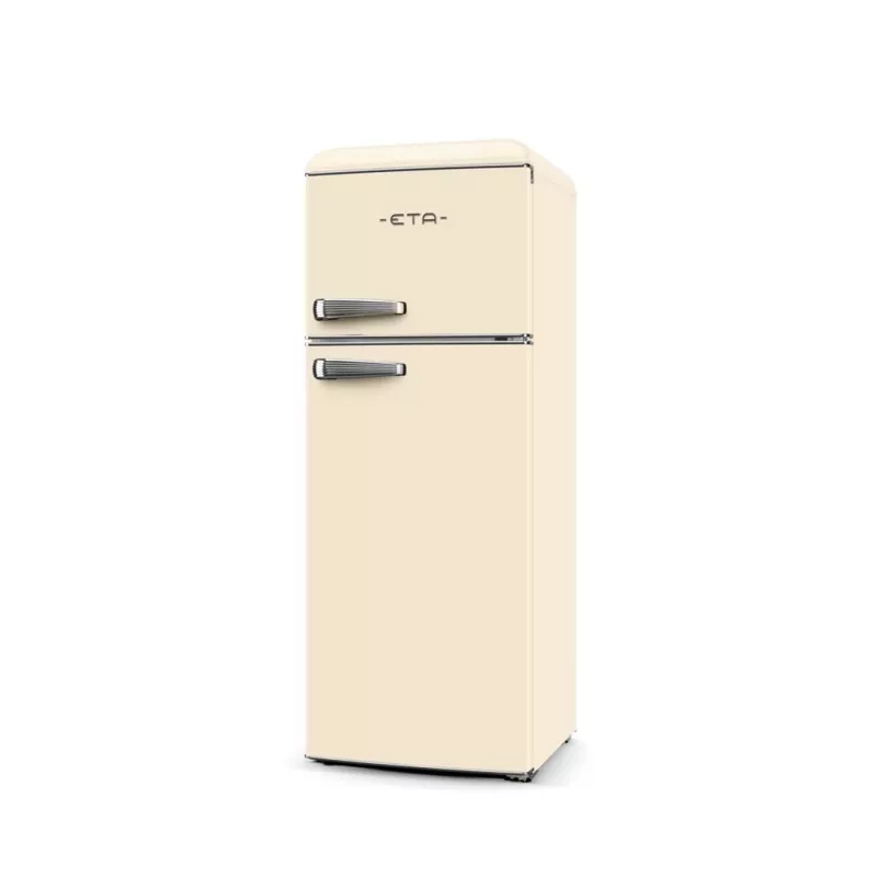 ETA Storio Retro ETA253390040EN Freistehender Kühl-Gefrierschrank mit Gefrierfach oben, 215 L Gesamtinhalt, Beige, Energieeffizienzklasse E, 38 dB
