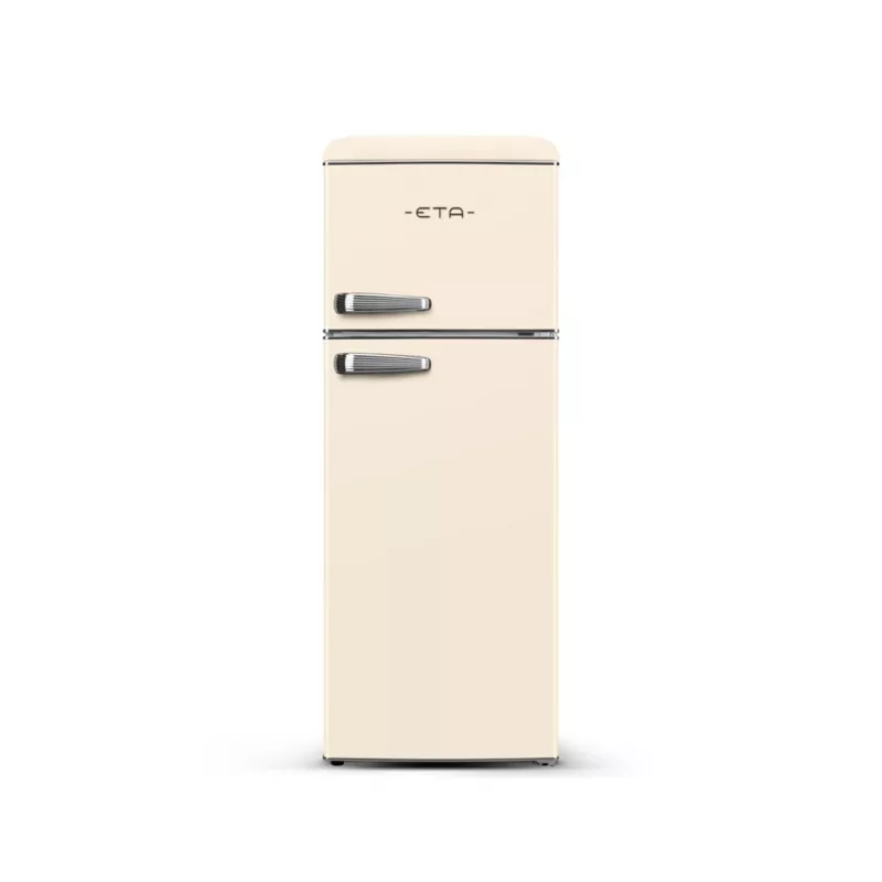 ETA Storio Retro ETA253390040EN Freistehender Kühl-Gefrierschrank mit Gefrierfach oben, 215 L Gesamtinhalt, Beige, Energieeffizienzklasse E, 38 dB