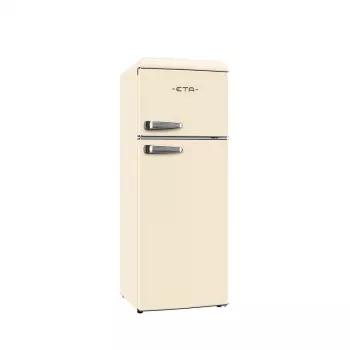 ETA Storio Retro ETA253390040EN Freistehender Kühl-Gefrierschrank mit Gefrierfach oben, 215 L Gesamtinhalt, Beige, Energieeffizienzklasse E, 38 dB