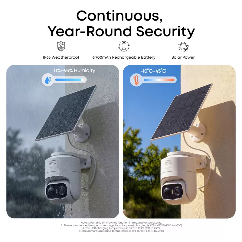 eufy eufyCam C36 solo 4K UHD kabellose Solar-Sicherheitskamera, Weiß