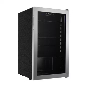 EUHOMY BR001 Getränkekühlschrank 126 Dosen 3,2 cu ft Kompressorkühlung Schwarz Edelstahl