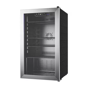 EUHOMY BR001 Getränkekühlschrank 126 Dosen 3,2 cu ft Kompressorkühlung Schwarz Edelstahl