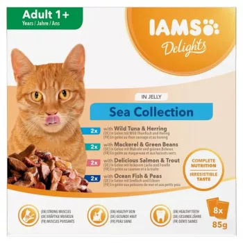Eukanuba IAMS Delights Adult Sea in Gelee Nassfutter für Katzen – 8x85g Beutel