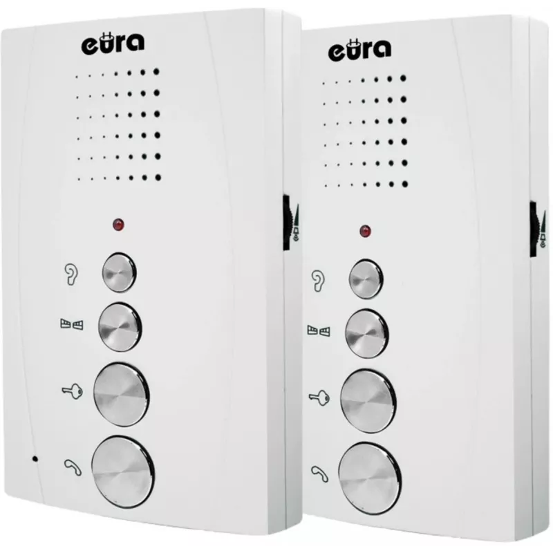 EURA ADP-51A3 DIFESA 1-Familien Audio-Türsprechanlage mit 2 Mobilteilen, Weiß