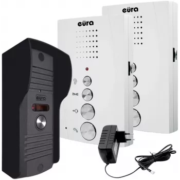 EURA ADP-51A3 DIFESA 1-Familien Audio-Türsprechanlage mit 2 Mobilteilen, Weiß