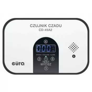 EURA CD-45A2 Freistehender Kohlenmonoxidmelder, batteriebetrieben, LCD-Anzeige