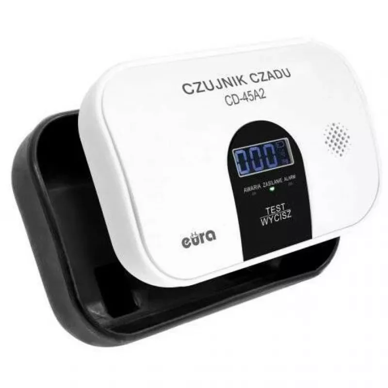 EURA CD-45A2 Freistehender Kohlenmonoxidmelder, batteriebetrieben, LCD-Anzeige