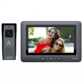 EURA VDP-45A3 ALPHA 7-Zoll Farb-Video-Türsprechanlage, Schwarz