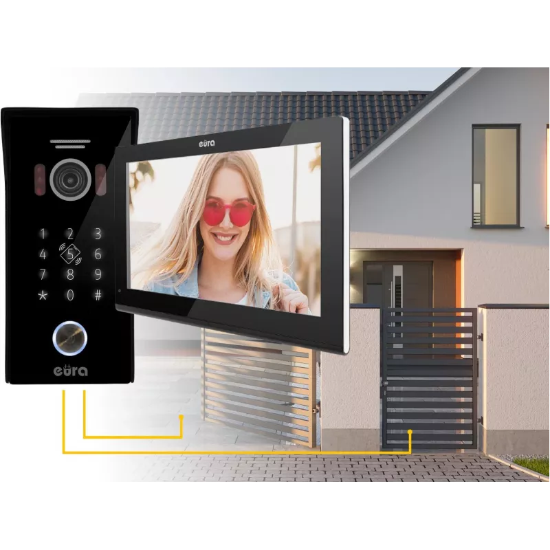 Eura VDP-99C5 Video-Türsprechanlage, 7 Zoll TFT-LCD, WiFi, RFID, Tuya Smart, Schwarz