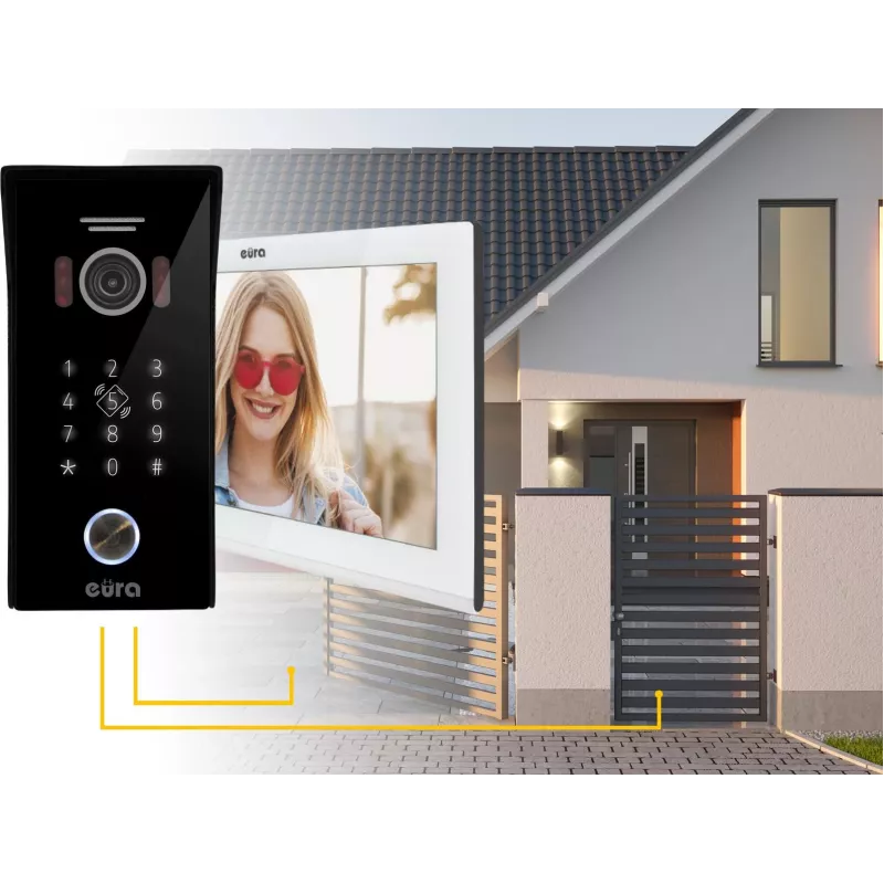 EURA VDP-99C5 Video-Türsprechanlage, 7-Zoll-Touchscreen, WiFi, RFID, Tuya, Weiß