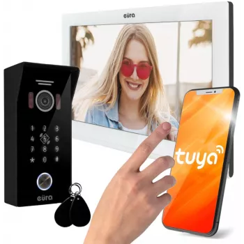 EURA VDP-99C5 Video-Türsprechanlage, 7-Zoll-Touchscreen, WiFi, RFID, Tuya, Weiß