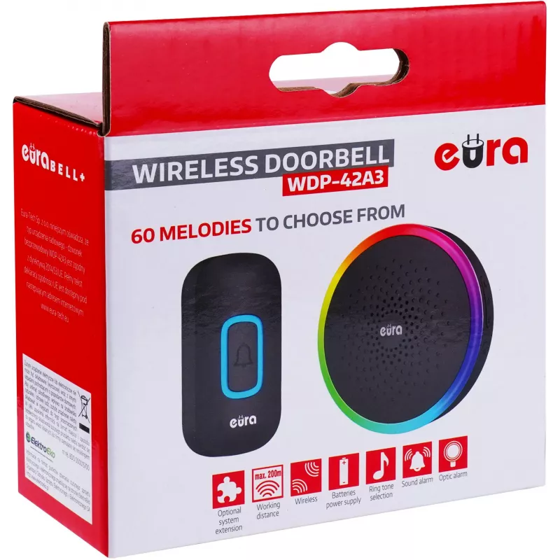 EURA WDP-42A3 Kabellose Türklingel - Schwarz