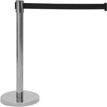 EUROLITE Absperrband mit schwarzem Band, Edelstahlpfosten, 2m 80702984