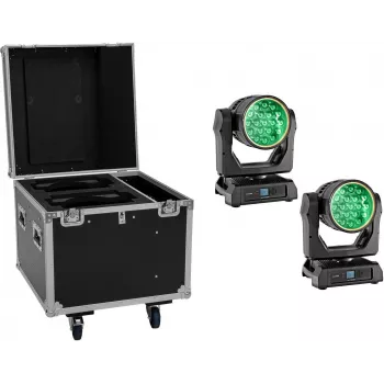 EUROLITE Set 2x LED IP TMH-W285 Hypno Moving-Head Wash IP65 + Flightcase mit Rollen